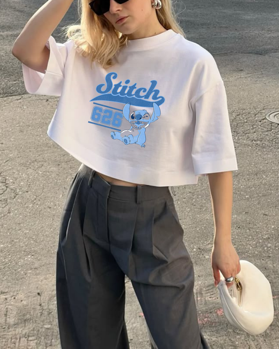 STITCH - Oversize Baskılı Crop