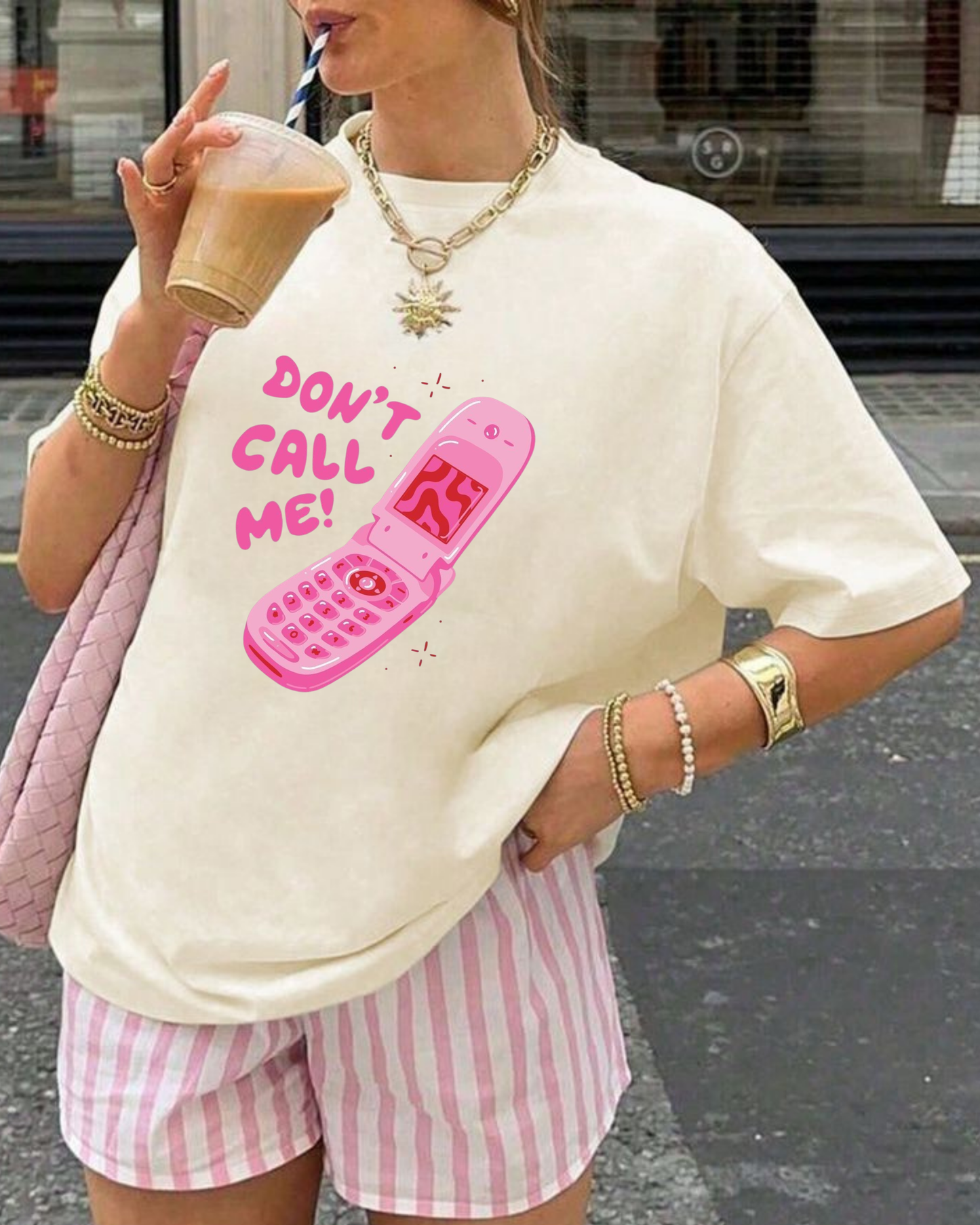 DON'T CALL ME - Oversize Baskılı Unisex T-shirt