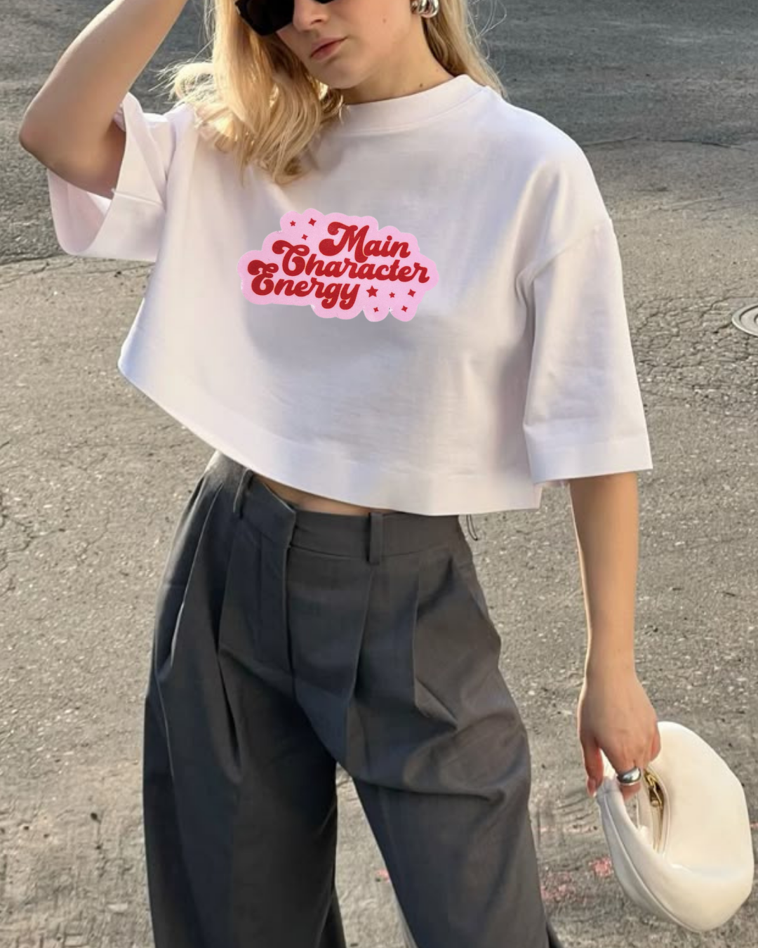 MAIN CHARACTER - Oversize Baskılı Crop