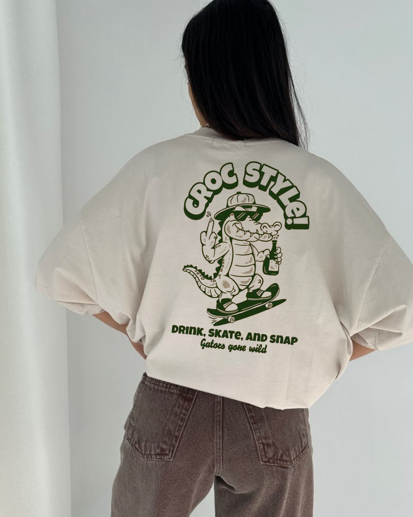 CROC - Oversize Baskılı Unisex T-shirt