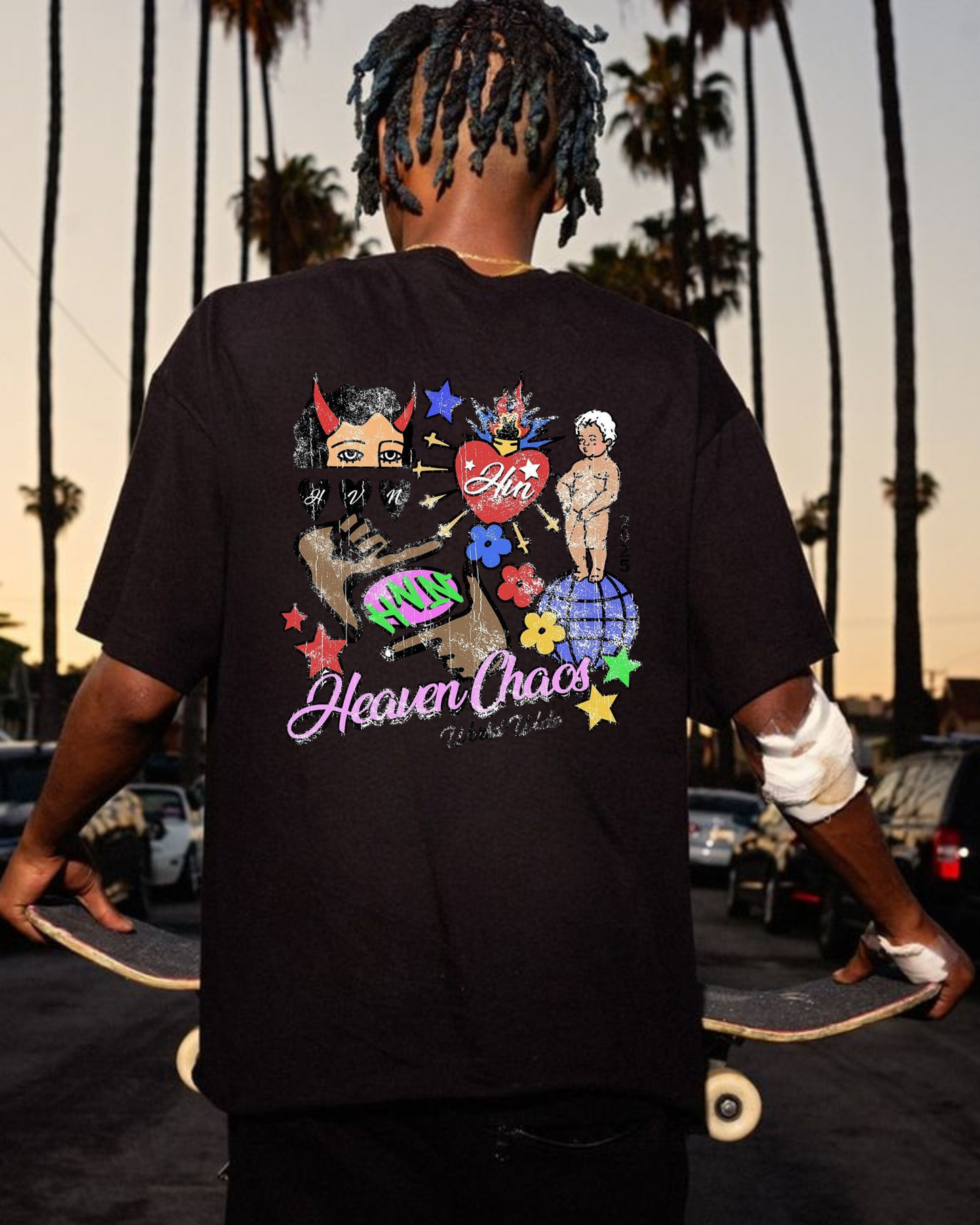 HEAVEN - Oversize Baskılı Unisex T-shirt