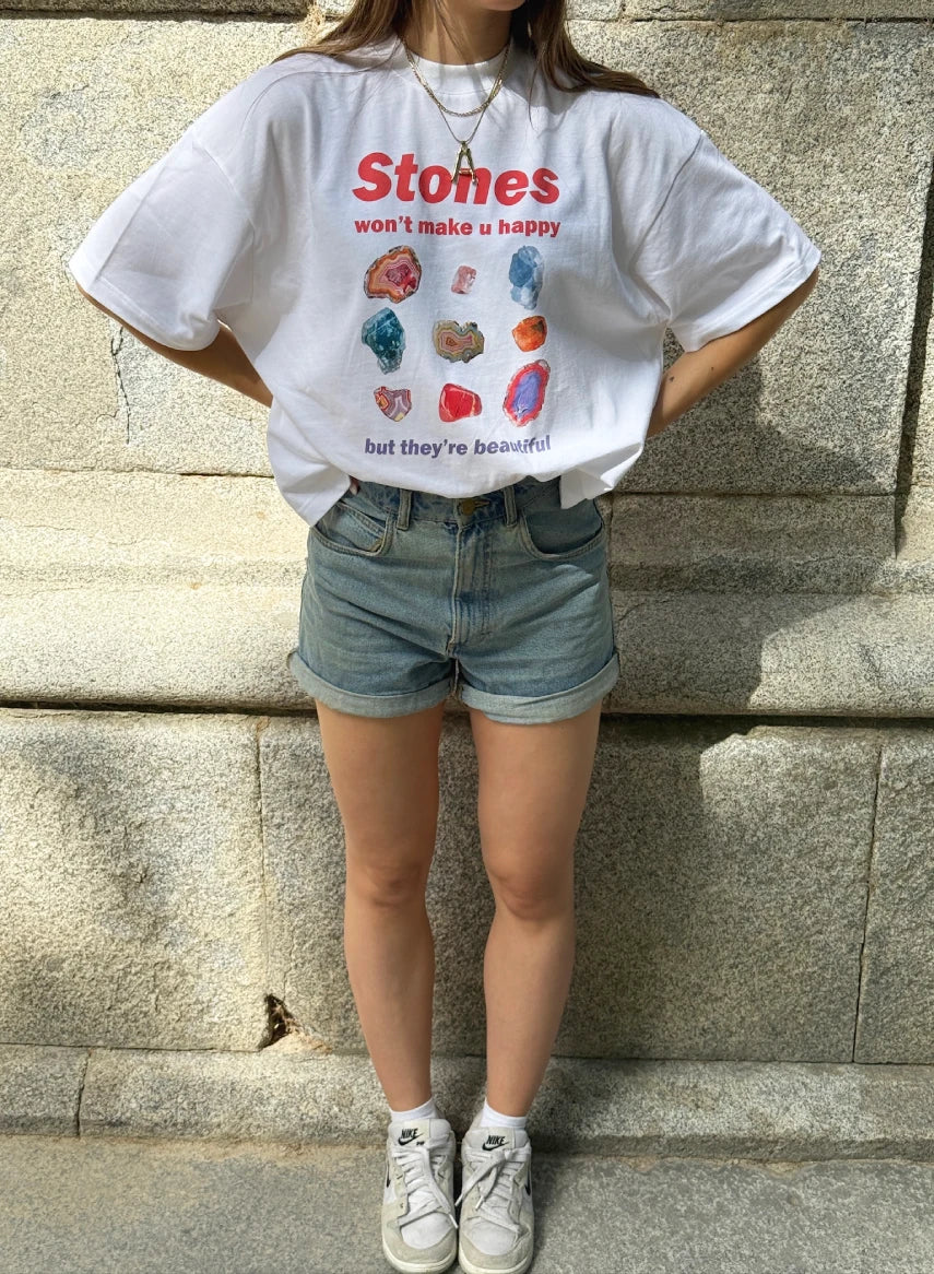 STONES - Oversize Baskılı Unisex T-shirt