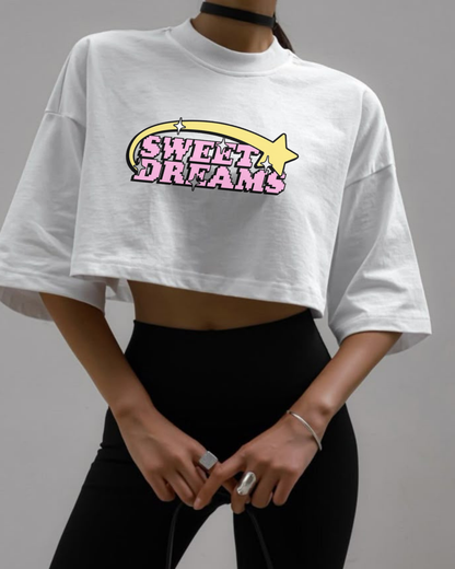 SWEET DREAMS - Oversize Baskılı Crop