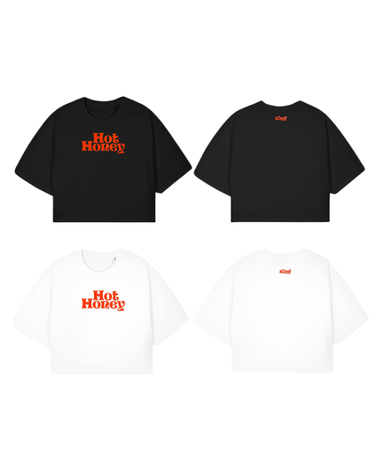 HOT HONEY - Oversize Baskılı Crop
