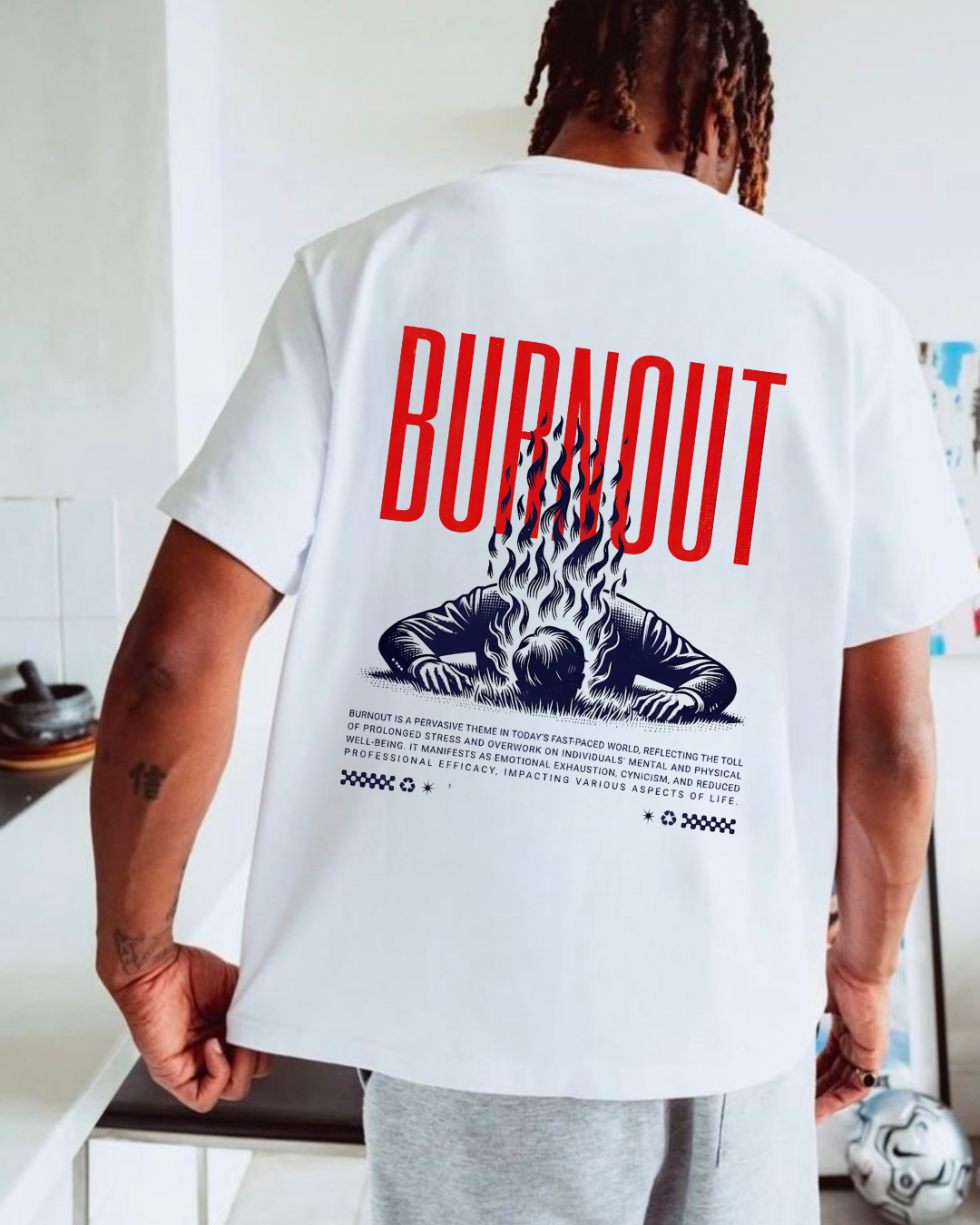 BURN OUT- Oversize Baskılı Unisex T-shirt
