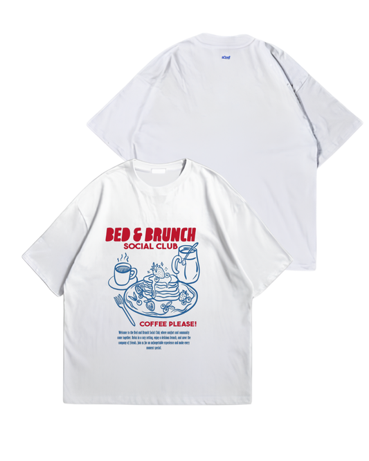 BED & BRUNCH - Oversize Baskılı Unisex T-shirt