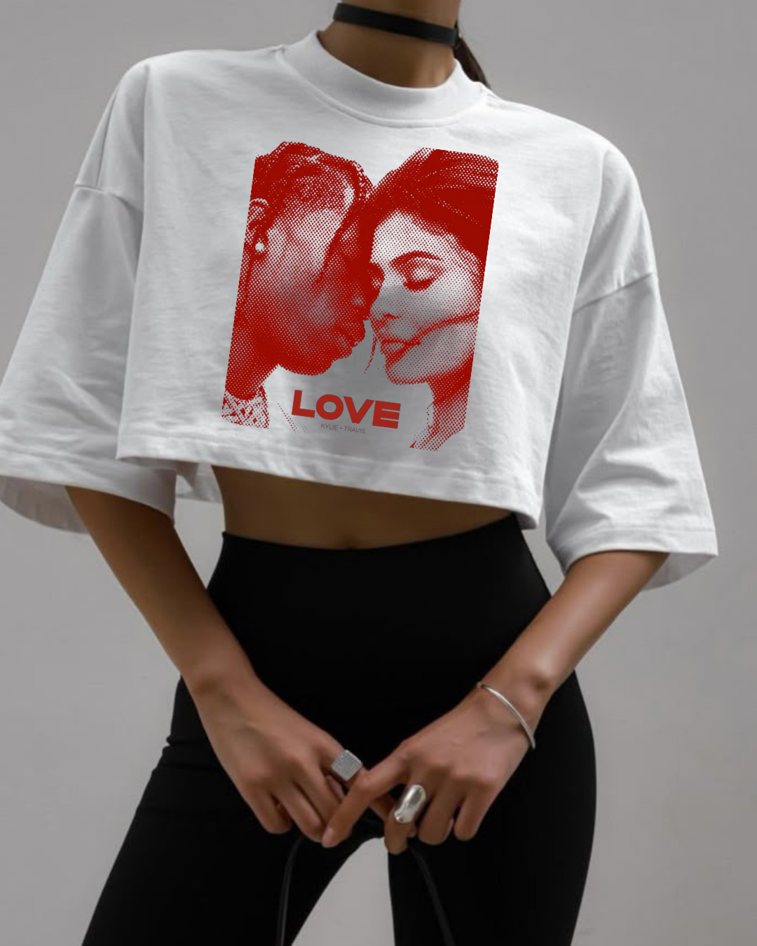 LOVE - Oversize Baskılı Crop