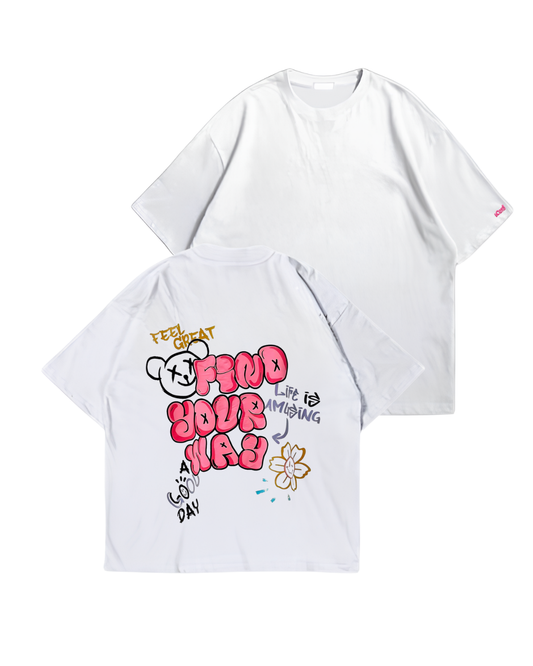 FIND YOUR WAY - Oversize Baskılı Unisex T-shirt