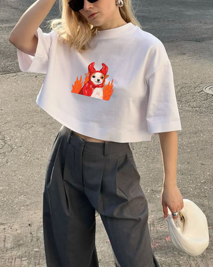 CHIHUAHUA - Oversize Baskılı Crop