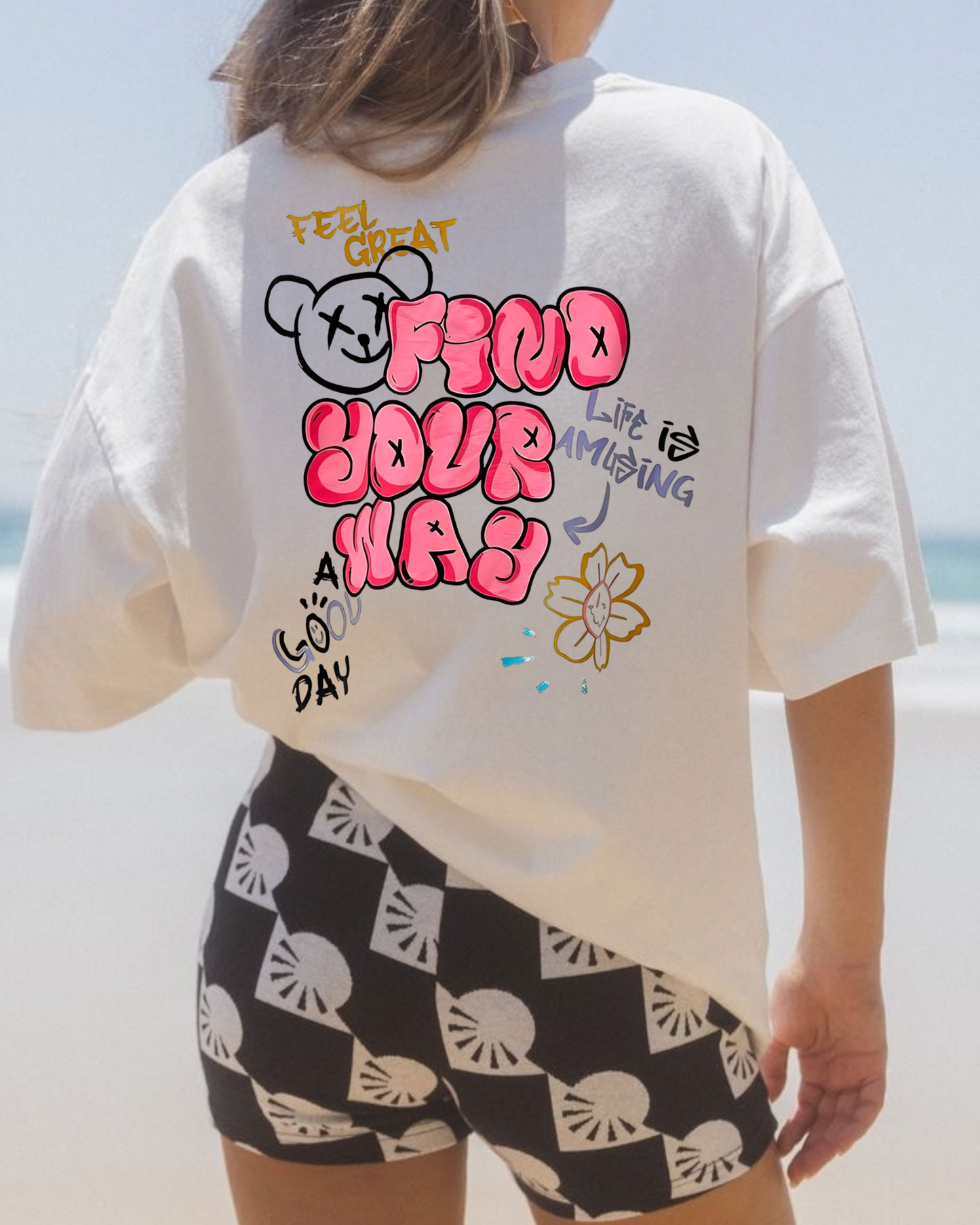 FIND YOUR WAY - Oversize Baskılı Unisex T-shirt