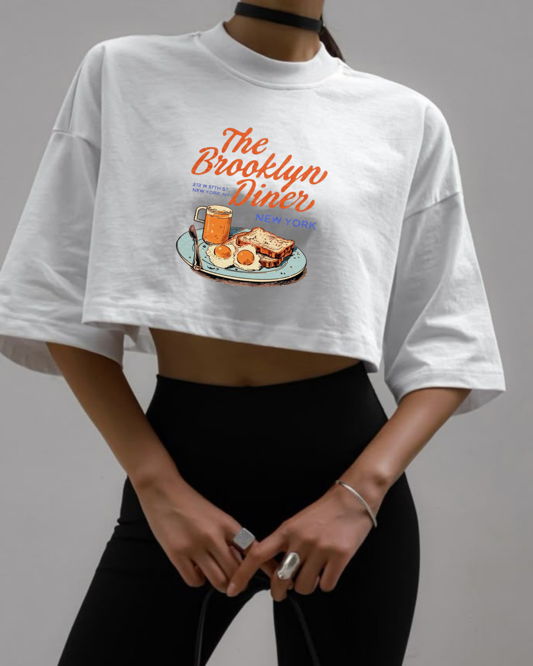 DINNER - OVersize Baskılı Crop