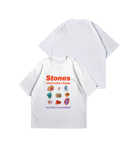 STONES - Oversize Baskılı Unisex T-shirt