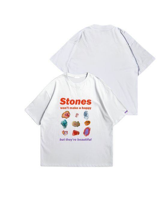 STONES - Oversize Baskılı Unisex T-shirt