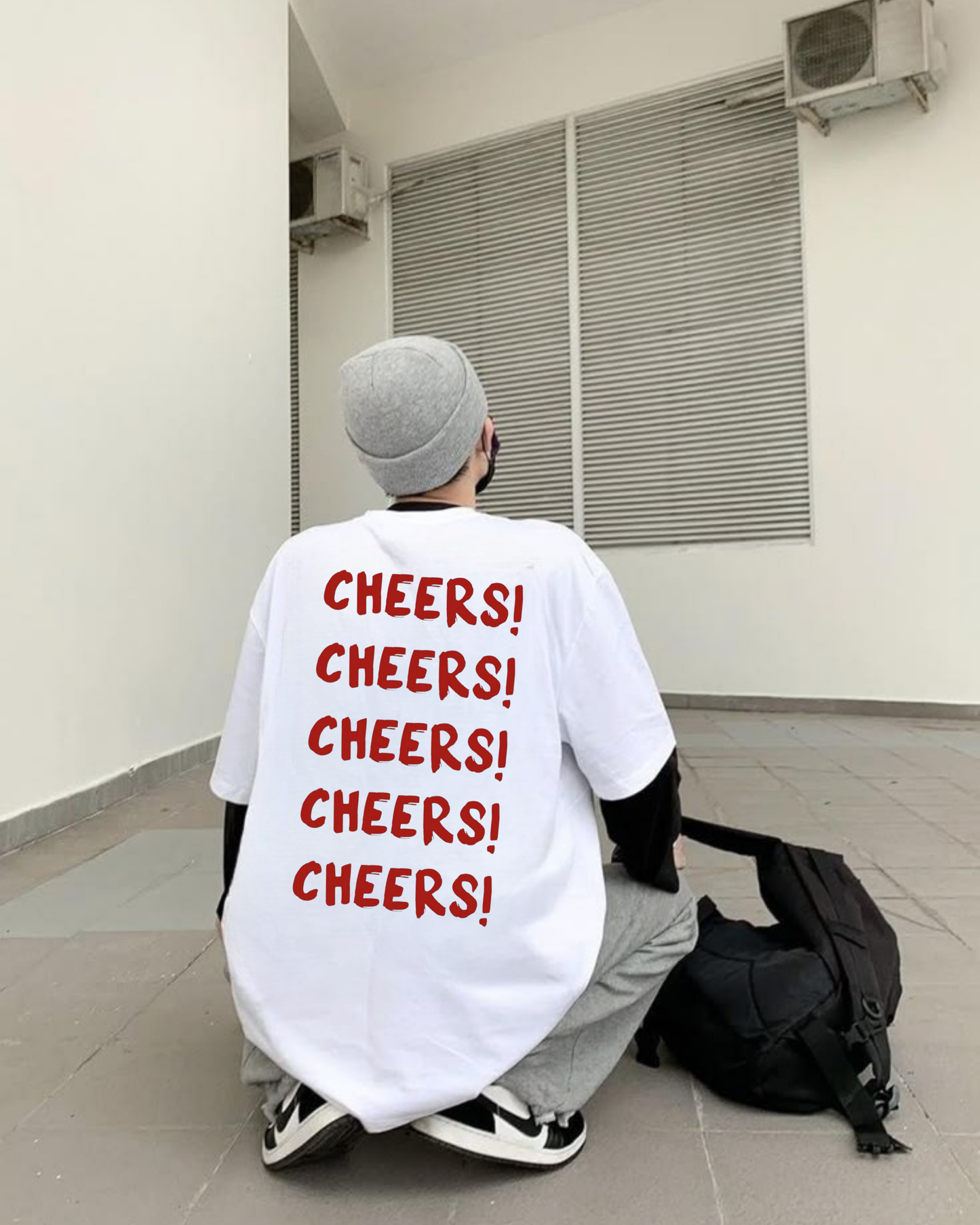 CHEERS - Oversize Baskılı Unisex T-shirt