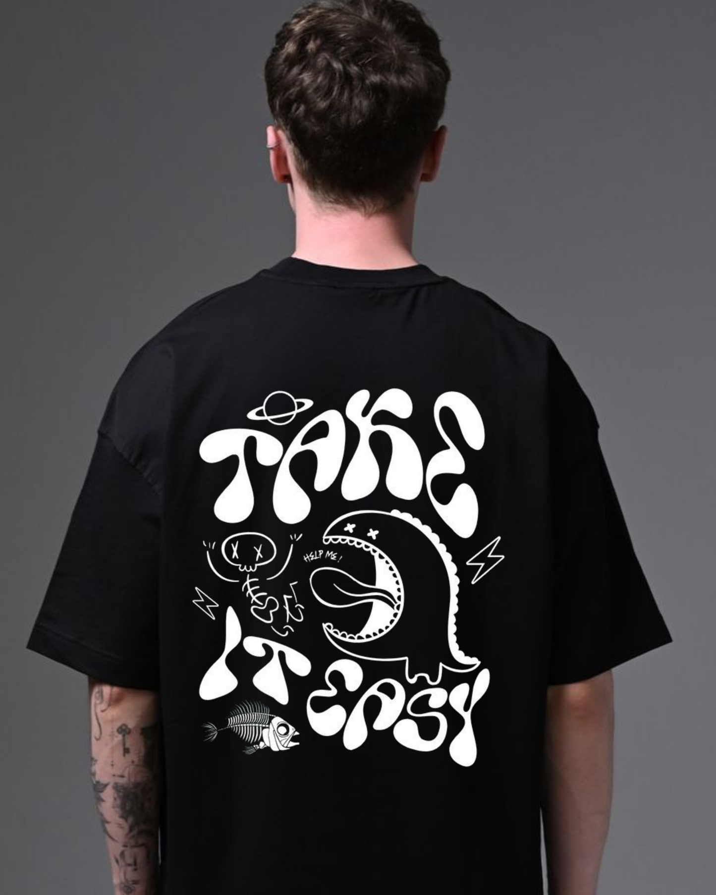 EASY - Oversize Baskılı Unisex T-shirt