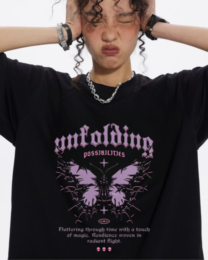 UNFOLDING - Oversize Baskılı Unisex T-shirt