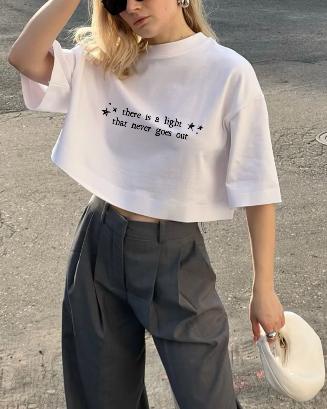 A LIGHT - Oversize Baskılı Crop